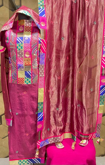 Fine Chanderi outfit with brocade borders