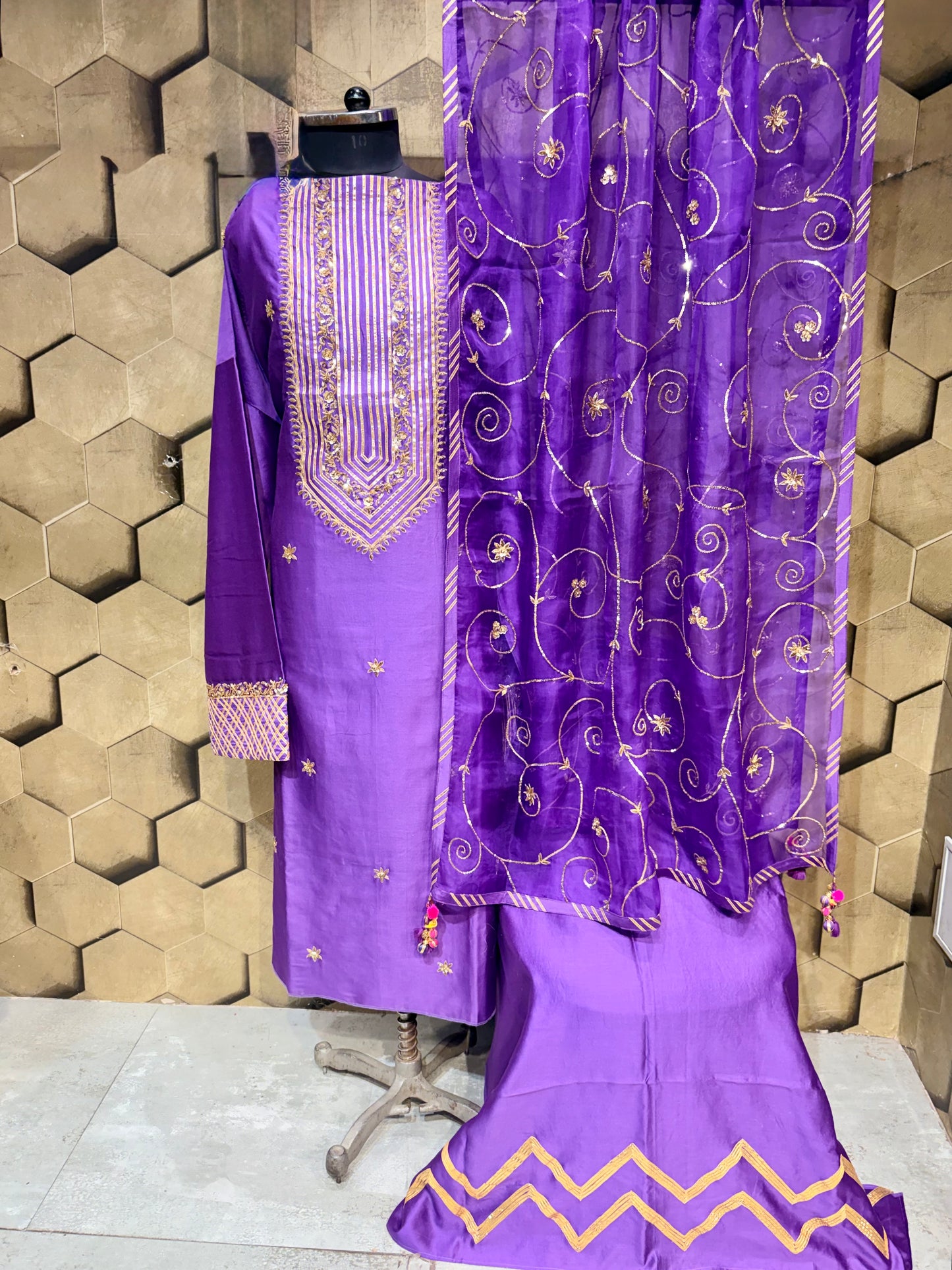 Purple Royale — Festive Elegance in Pure Chanderi with hand work embroidery