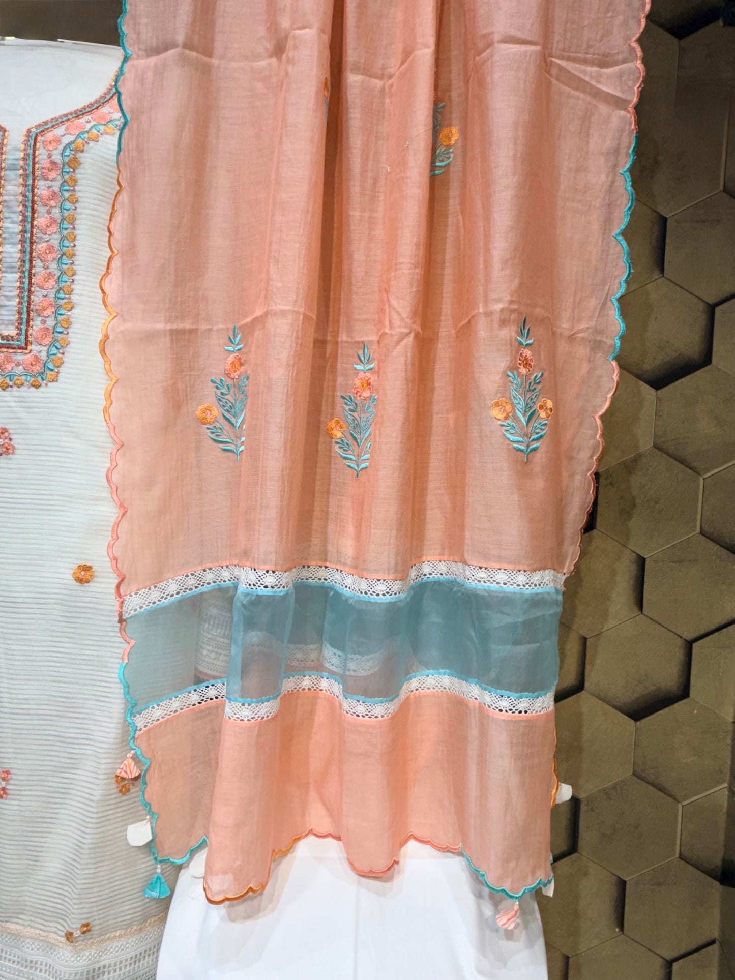 Elegant Mul Chanderi in a timeless off-white shade