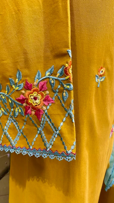 Malai cotton with chiffon dupatta