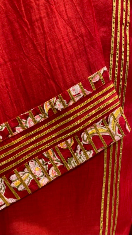 Red and pink combo chanderi