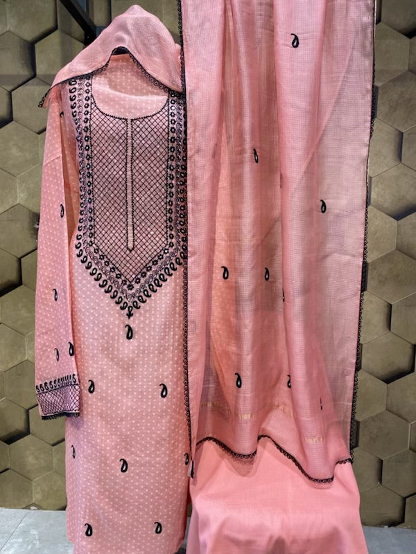 Peach mul chanderi outfit