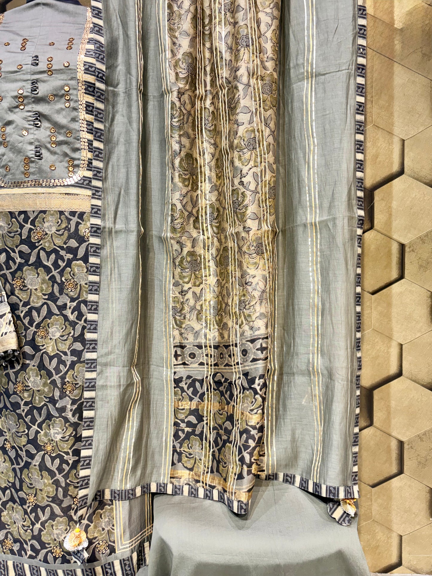 Elegant Ajrak & Gota Chanderi Elegance