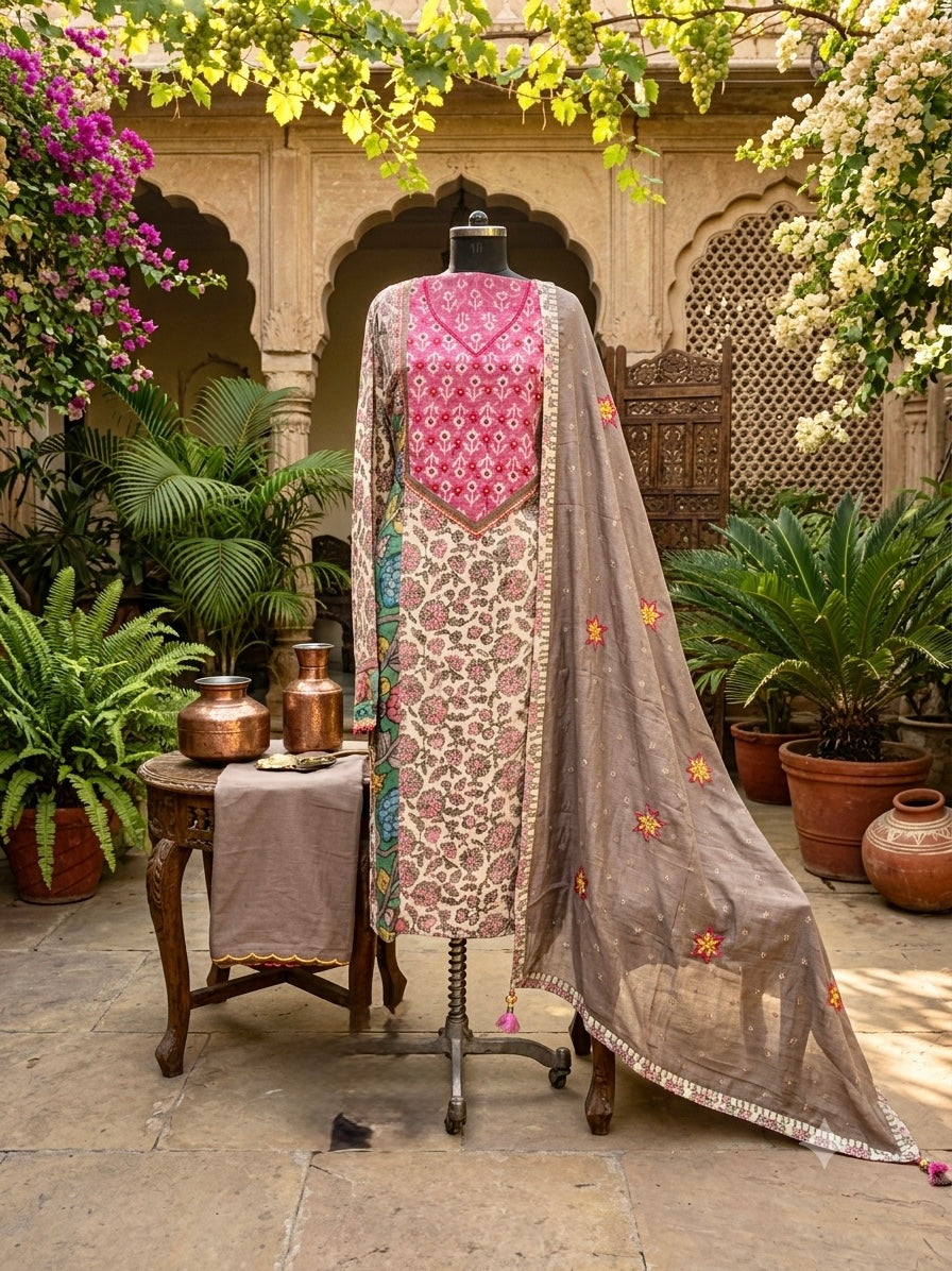Premium Modal Ensemble with Handcrafted Kalamkari Elegance