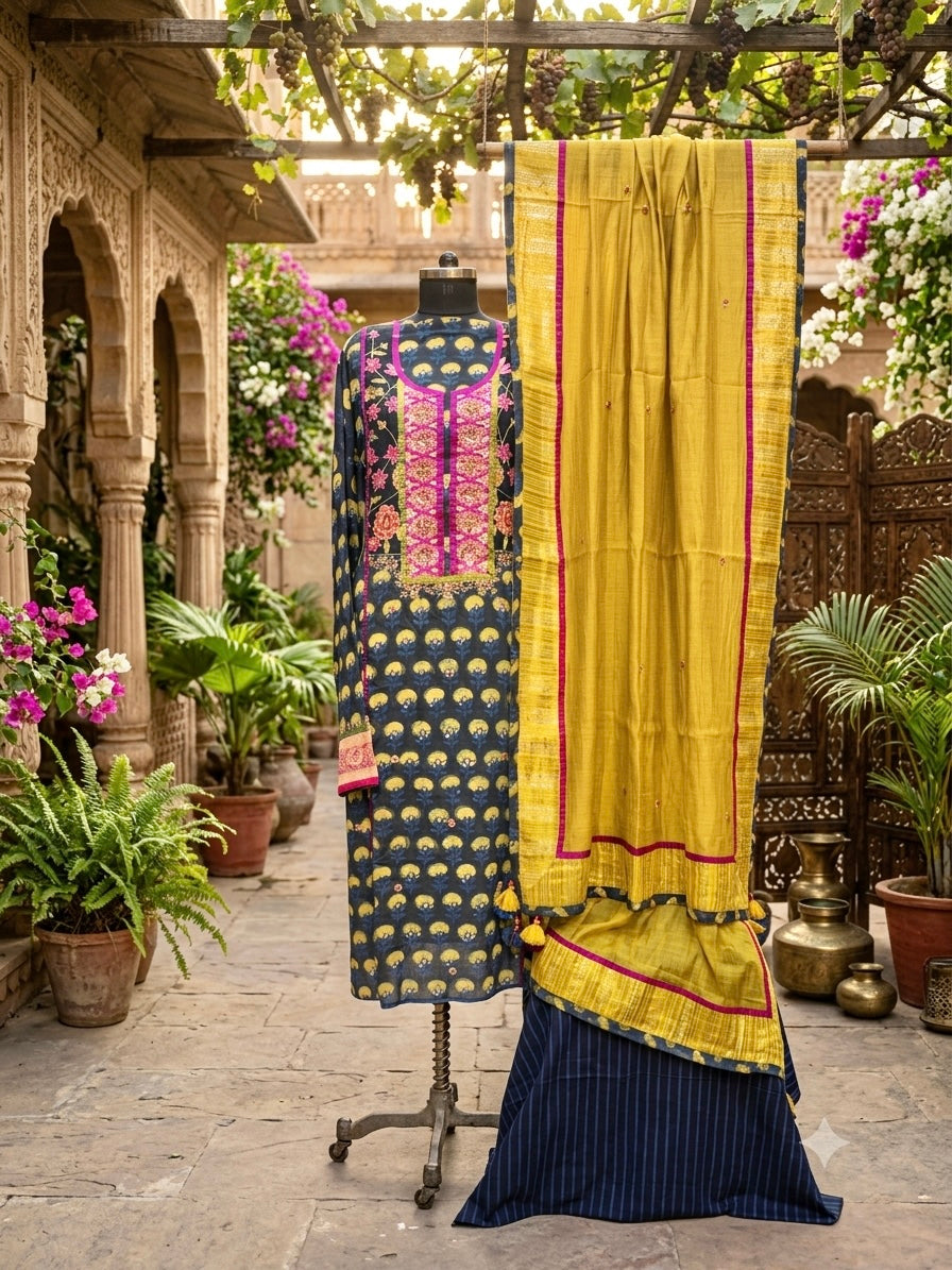 An exquisite handcrafted masterpiece in rich hand block-printed modal fabric