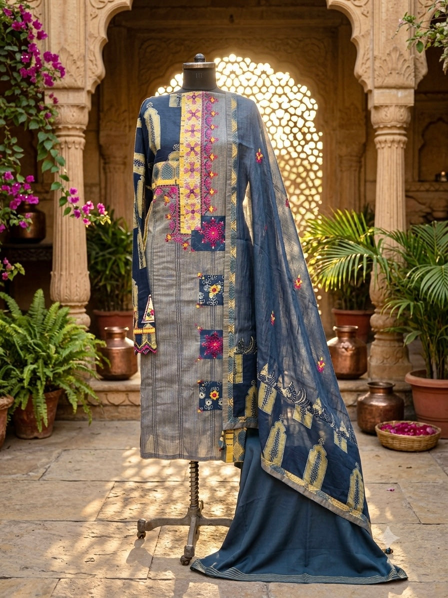 Timeless handcrafted masterpiece in pure hand block Ajrakh cotton