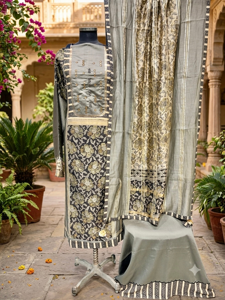 Elegant Ajrak & Gota Chanderi Elegance