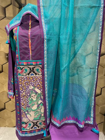 Purple cotton with kalamkari patch