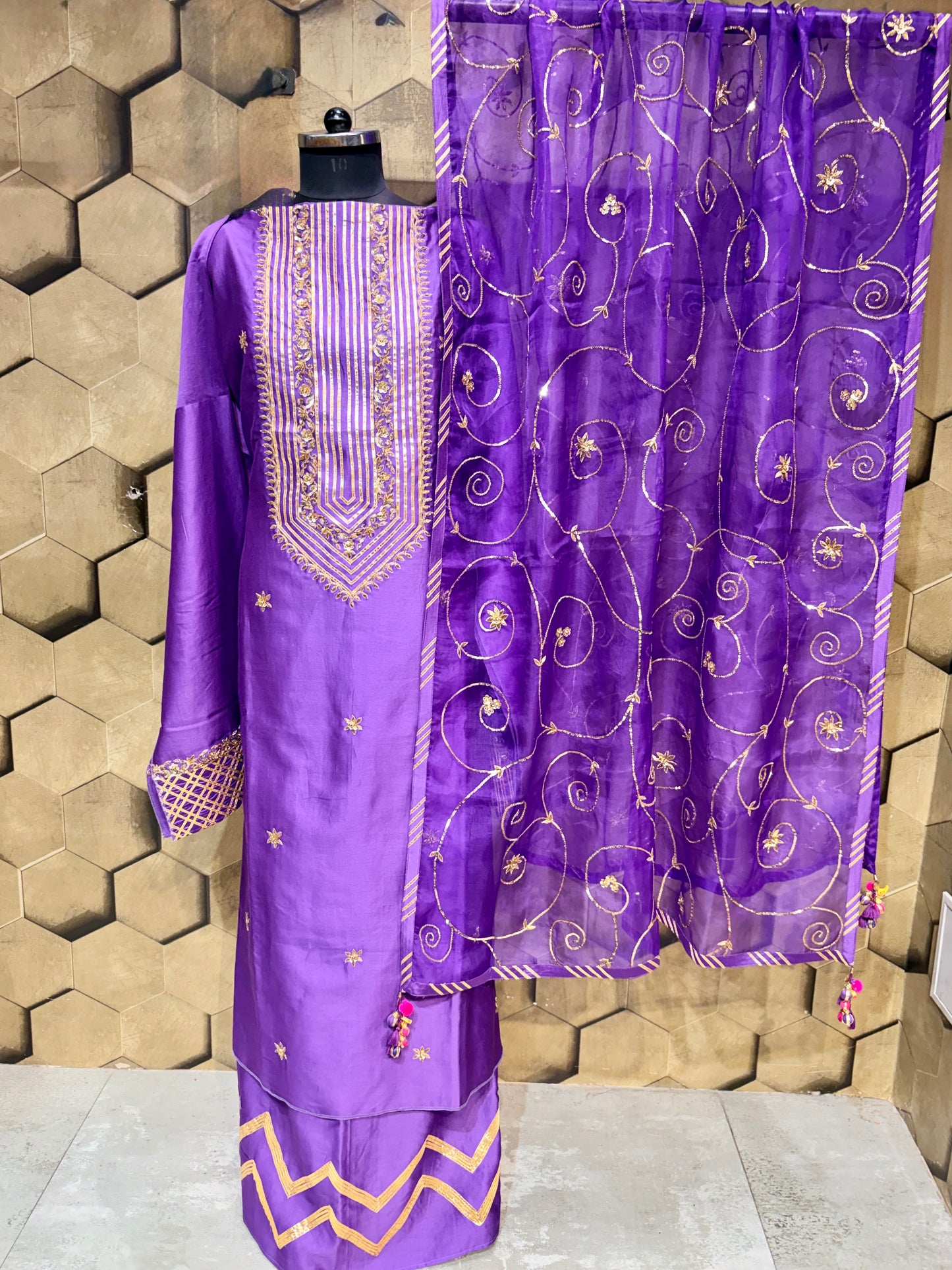 Purple Royale — Festive Elegance in Pure Chanderi with hand work embroidery