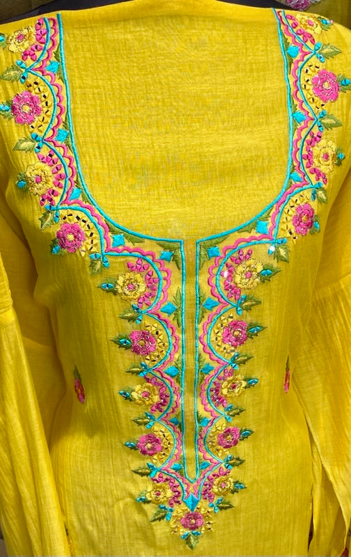 Mul Chanderi with resham embroidery