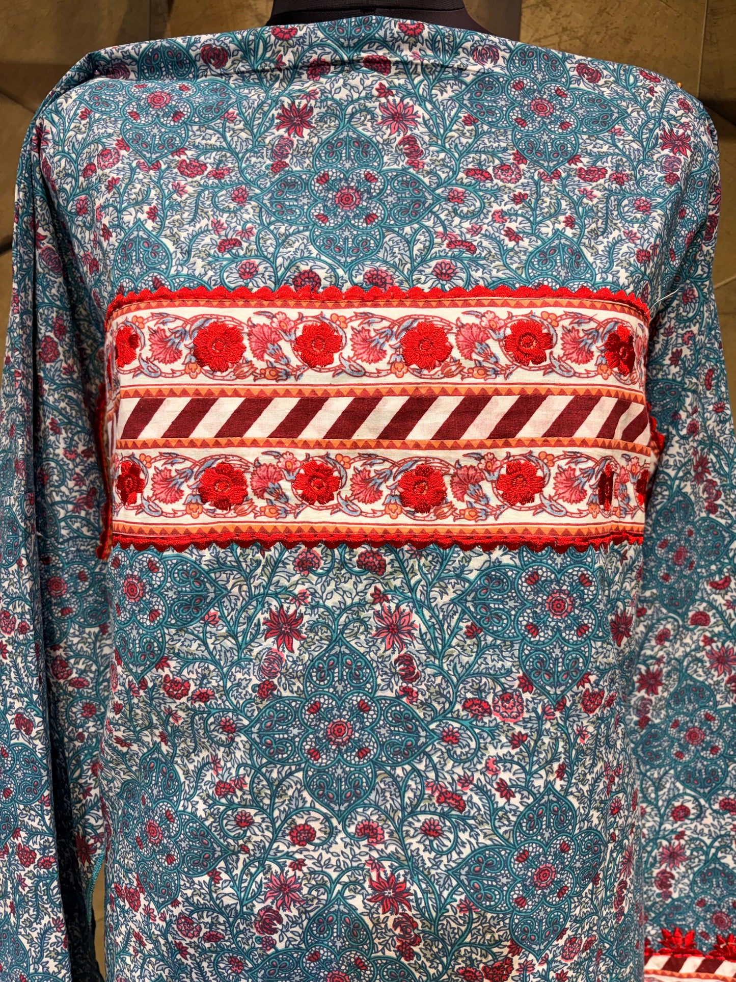 Pure Cotton suit set with resham and mirror embroidery
