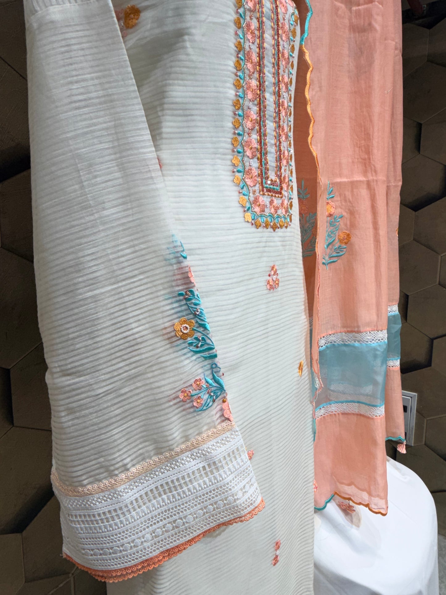 Elegant Mul Chanderi in a timeless off-white shade