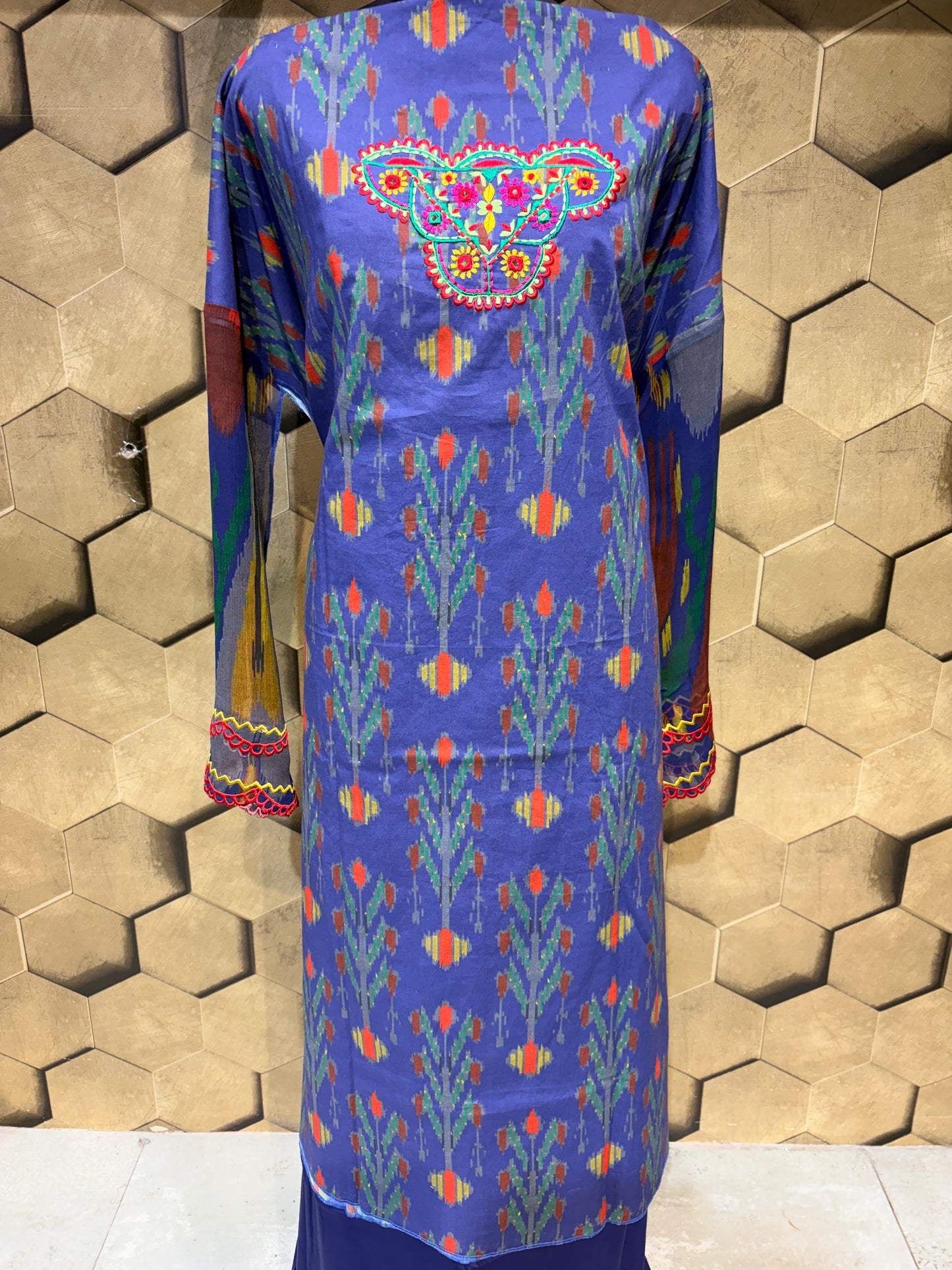 Vibrant Elegance in Pure Cotton Digital Ikkat