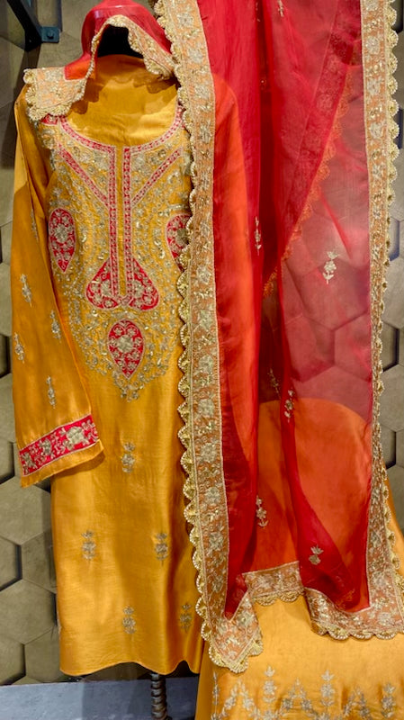 Royal katan silk with pure organza dupatta