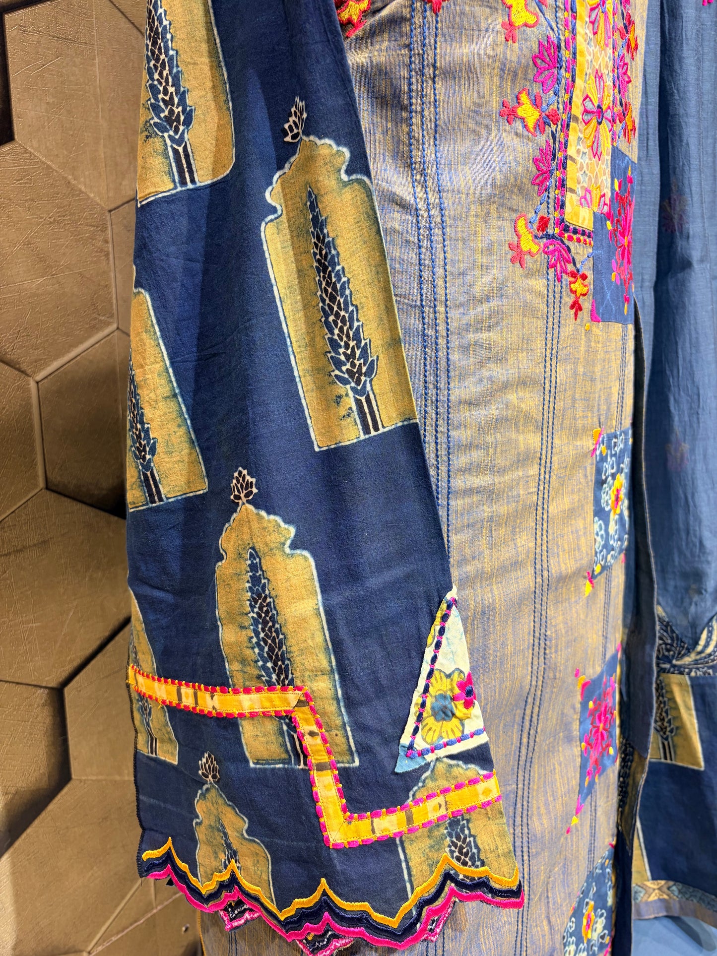 Timeless handcrafted masterpiece in pure hand block Ajrakh cotton