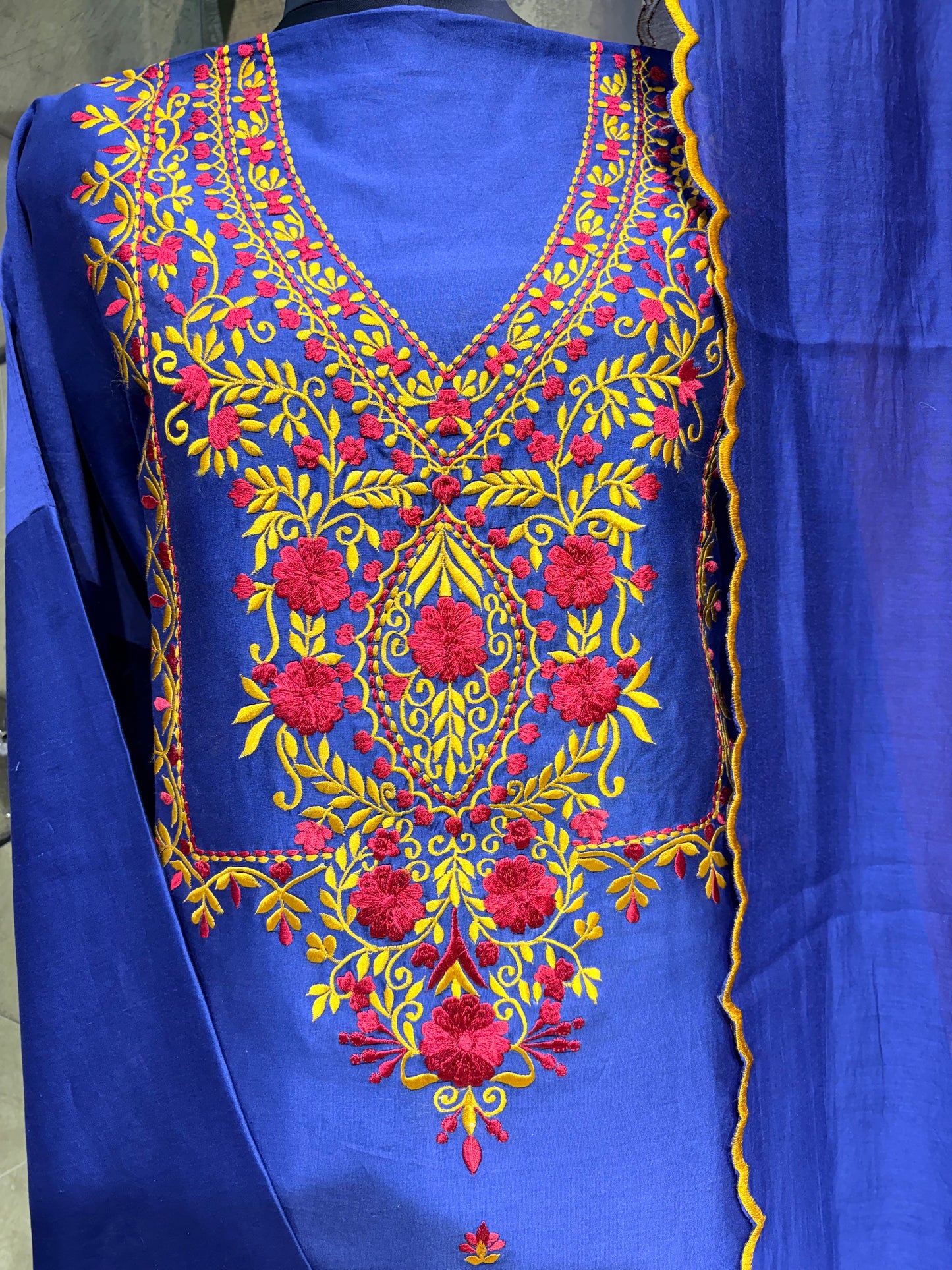 A beautifully handcrafted Silk Chanderi suit set