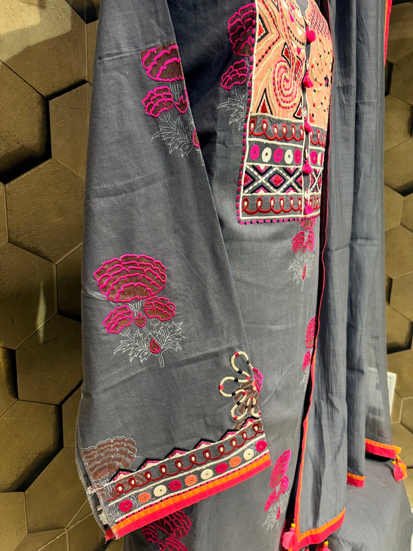 Premium Pure cotton with vibrant resham embroidery