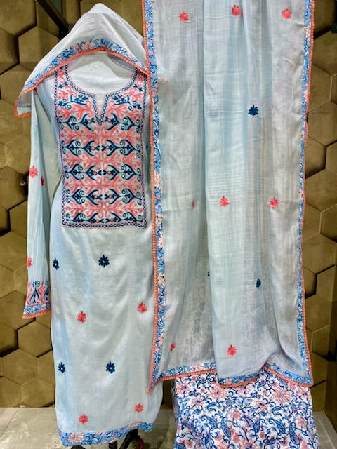 Mul Chanderi with aari embroidery