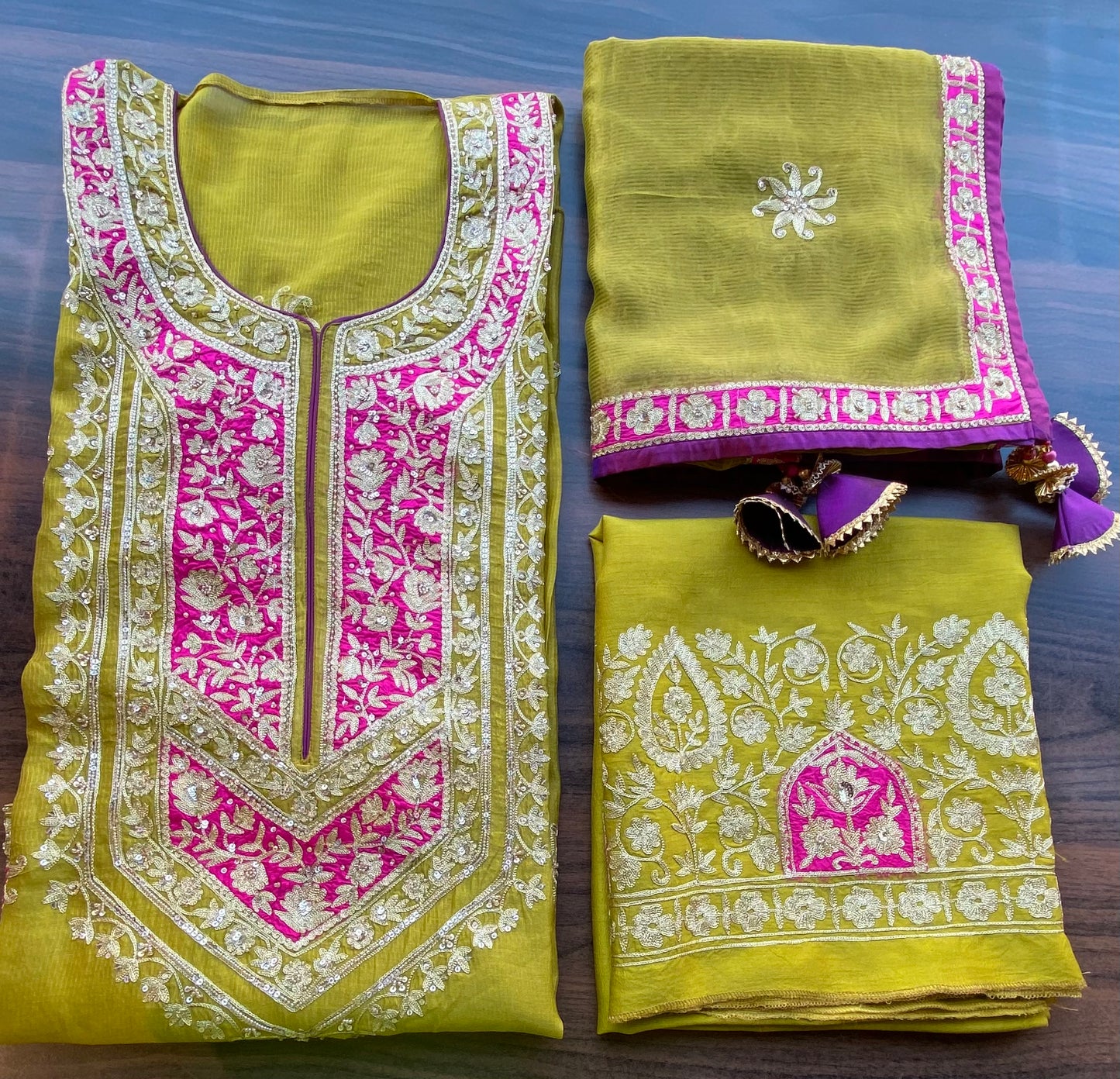 Chanderi shirt with zari embroidery