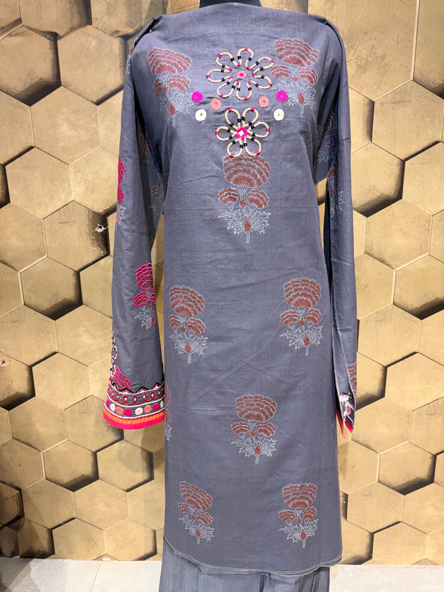 Premium Pure cotton with vibrant resham embroidery