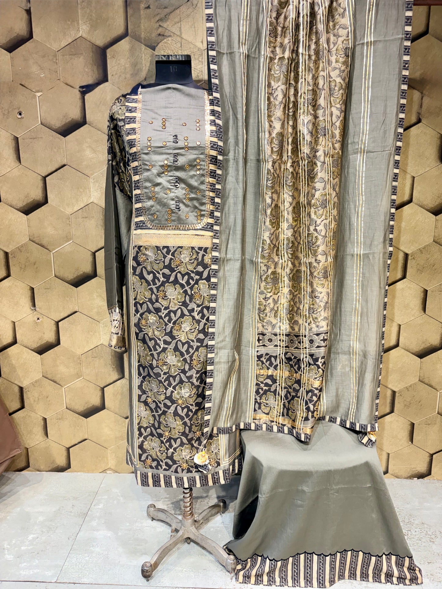 Elegant Ajrak & Gota Chanderi Elegance
