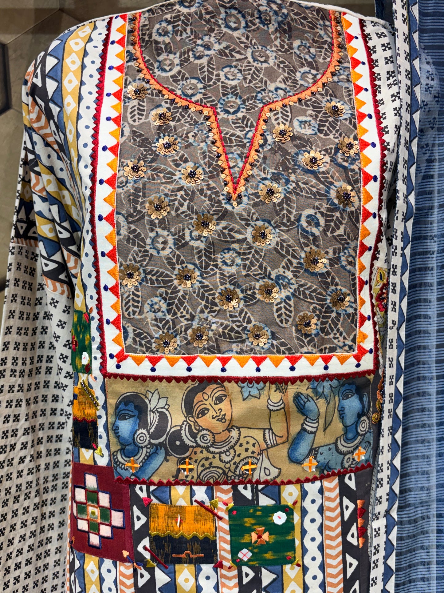 Pure Cotton with Ajrakh & Kalamkari
