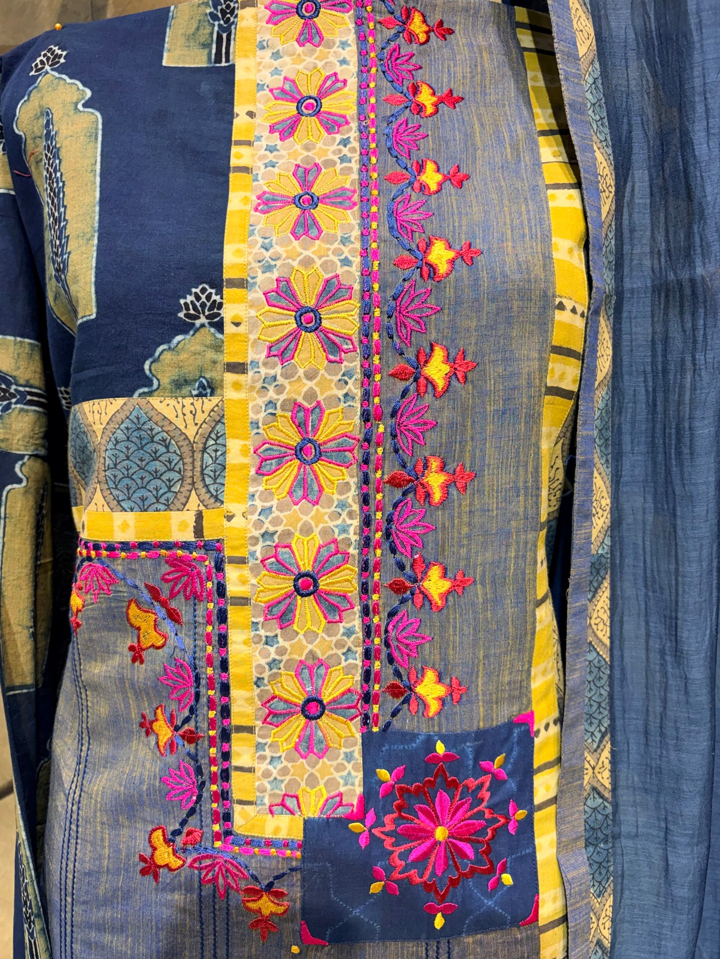 Timeless handcrafted masterpiece in pure hand block Ajrakh cotton