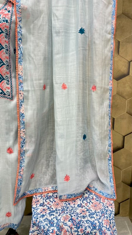 Mul Chanderi with aari embroidery