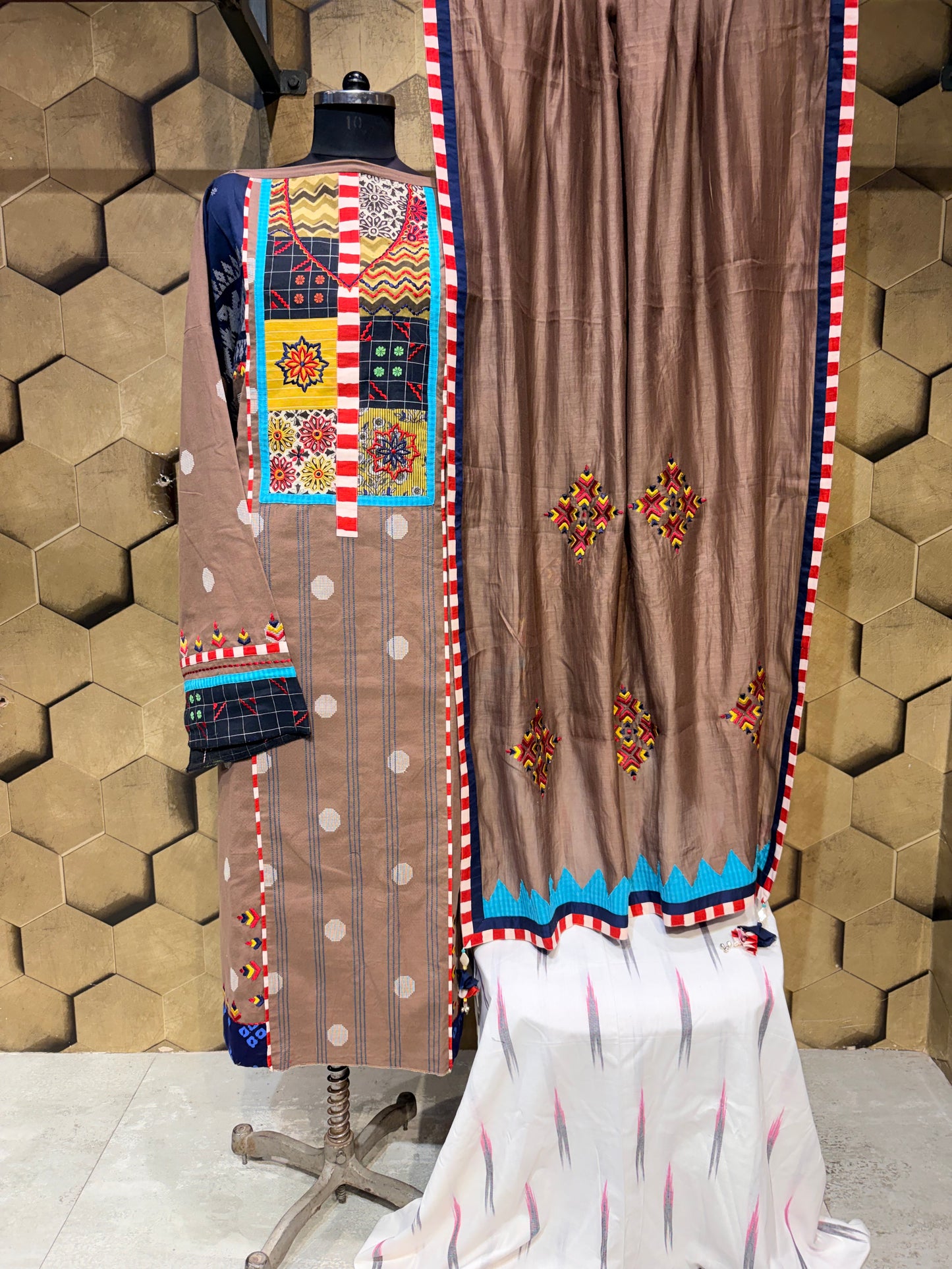 Pure Cotton Suit Set with Artistic Patchwork Details