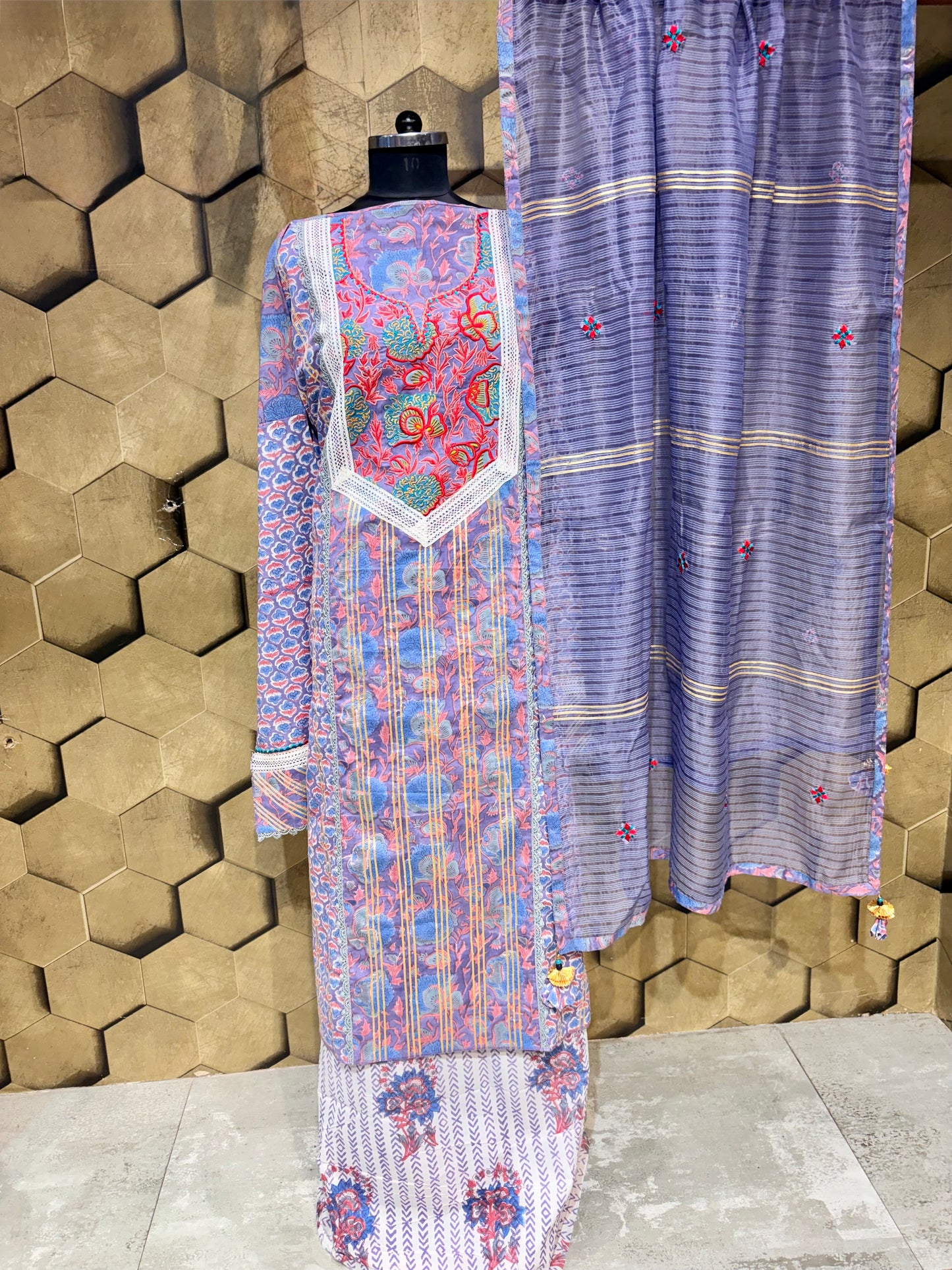 Pure handblock Cotton in shades of Purple