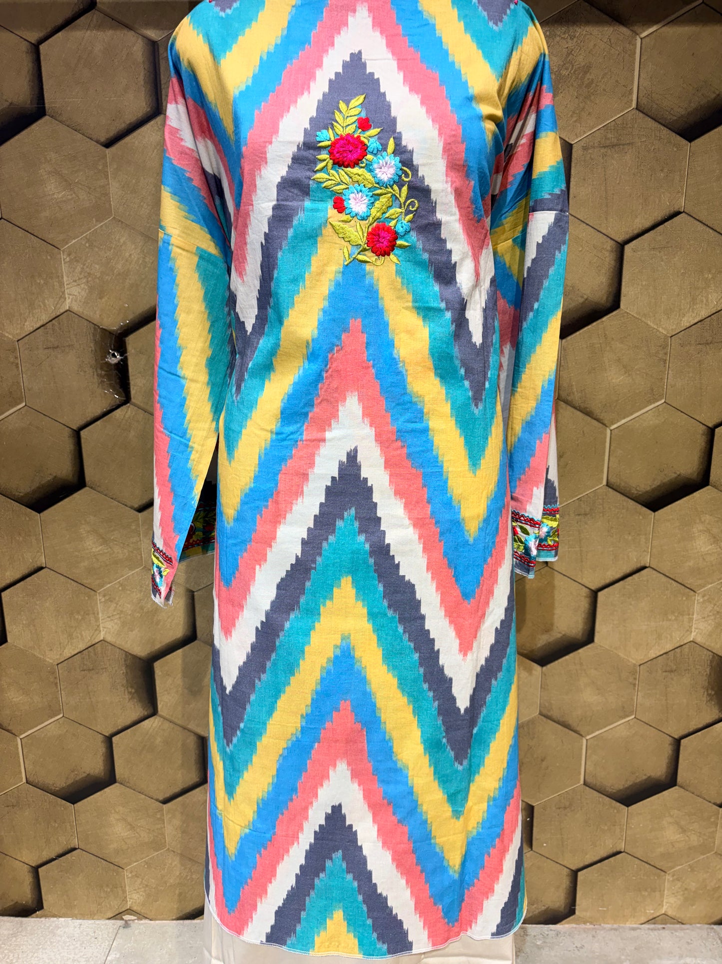 Pure Cotton Ikkat Print Ensemble
