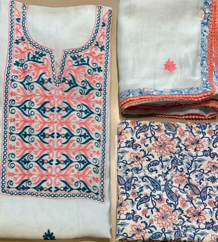 Mul Chanderi with aari embroidery