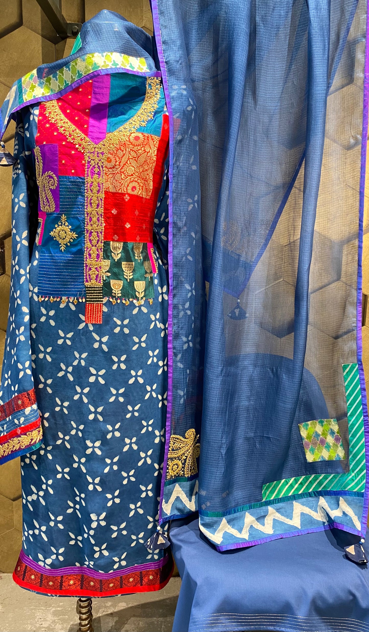 Assam silk indigo outfit