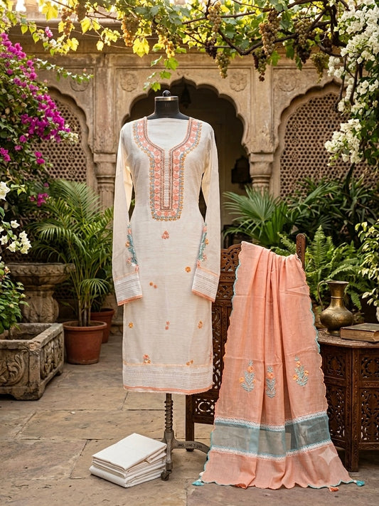 Elegant Mul Chanderi in a timeless off-white shade