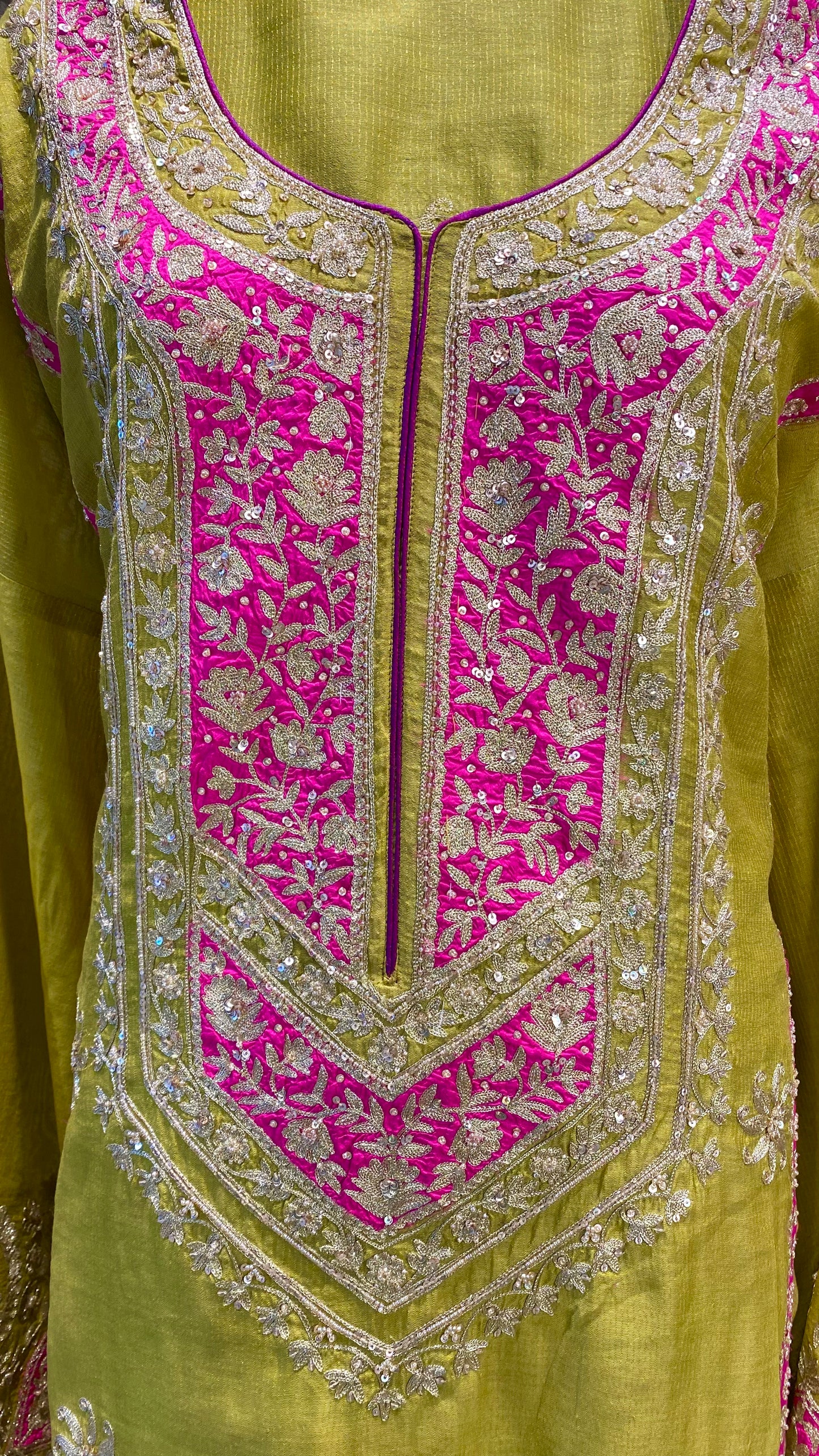 Chanderi shirt with zari embroidery