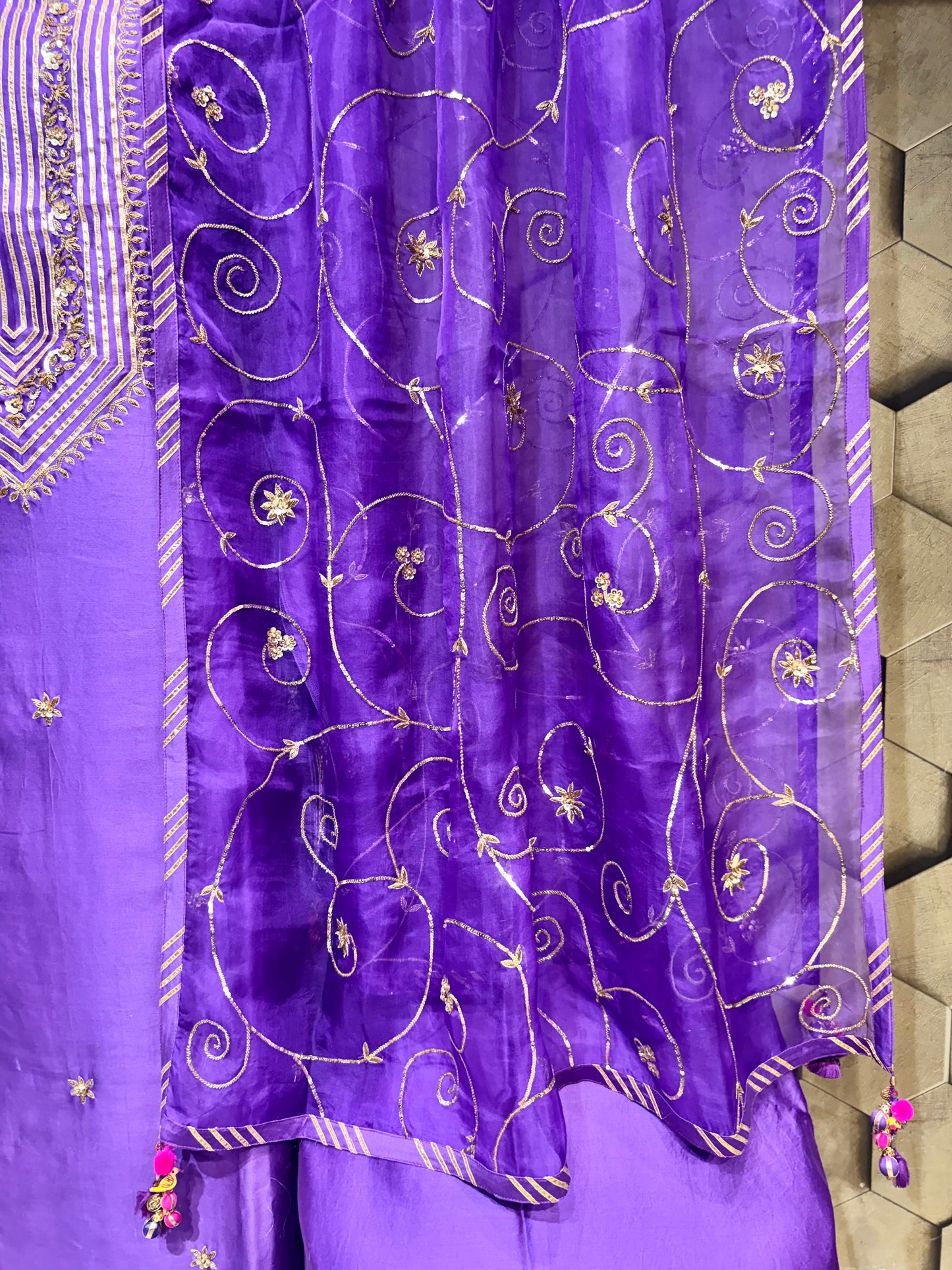 Purple Royale — Festive Elegance in Pure Chanderi with hand work embroidery
