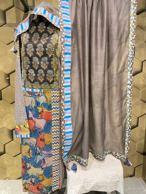 Kalamkari and handblock fusion