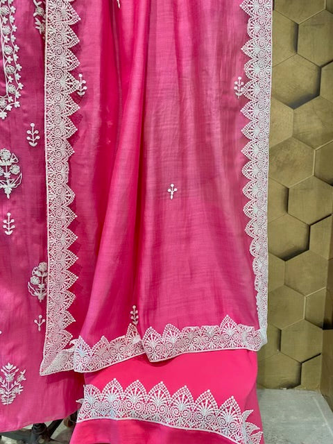 Pink mul Chanderi