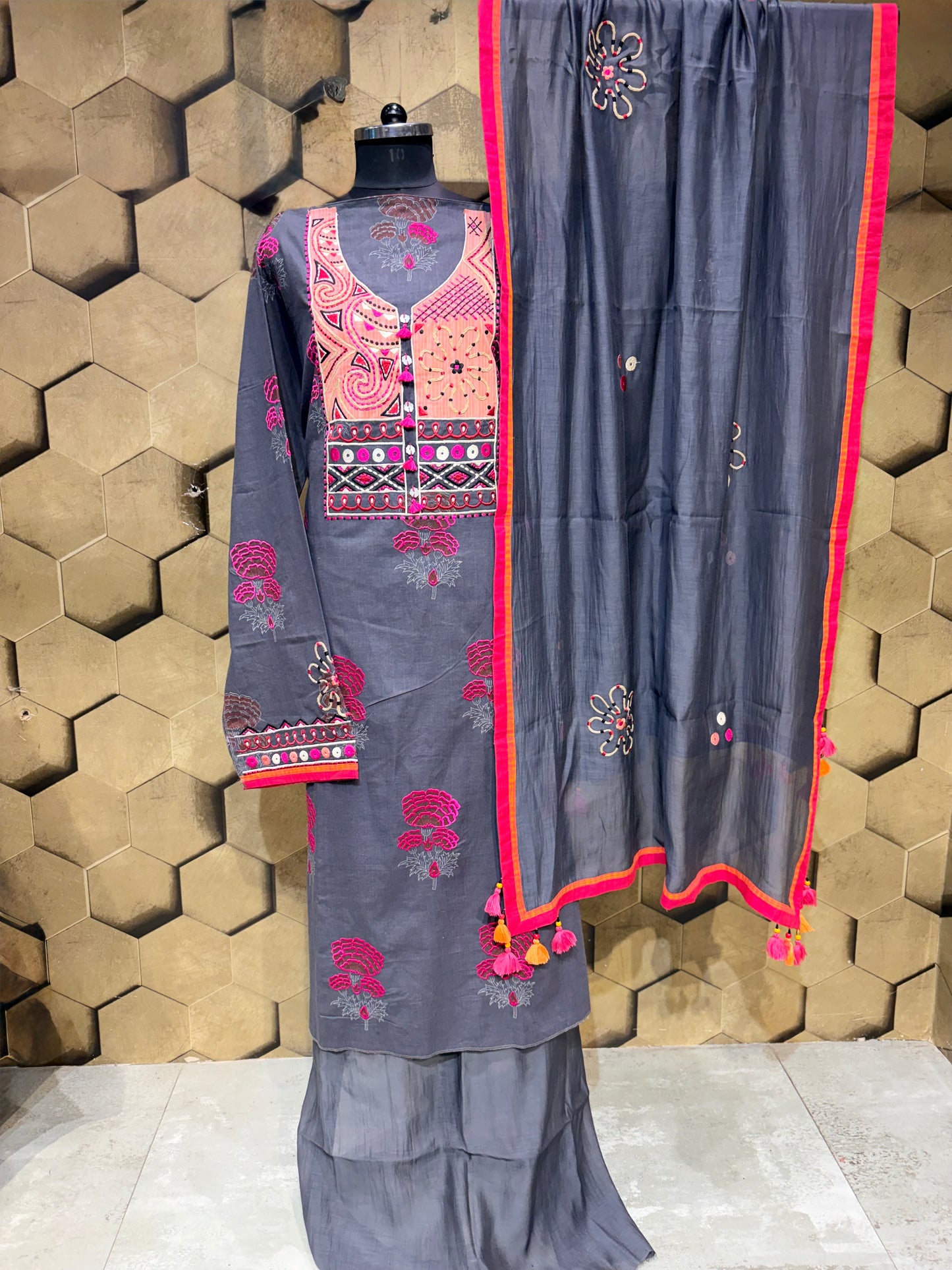 Premium Pure cotton with vibrant resham embroidery