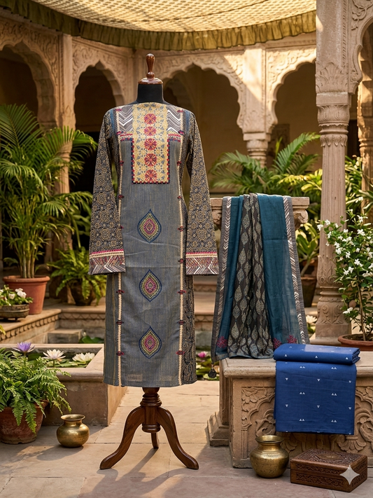 Mangalgiri Cotton Elegance with Ajrakh Artistry