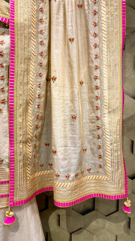 Silk tissue embroidered sharara set