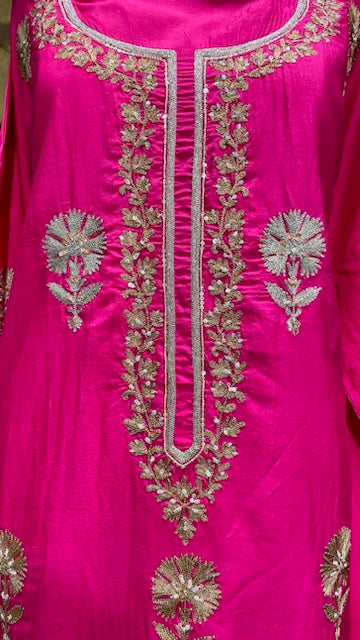 Pure silk with organza dupatta