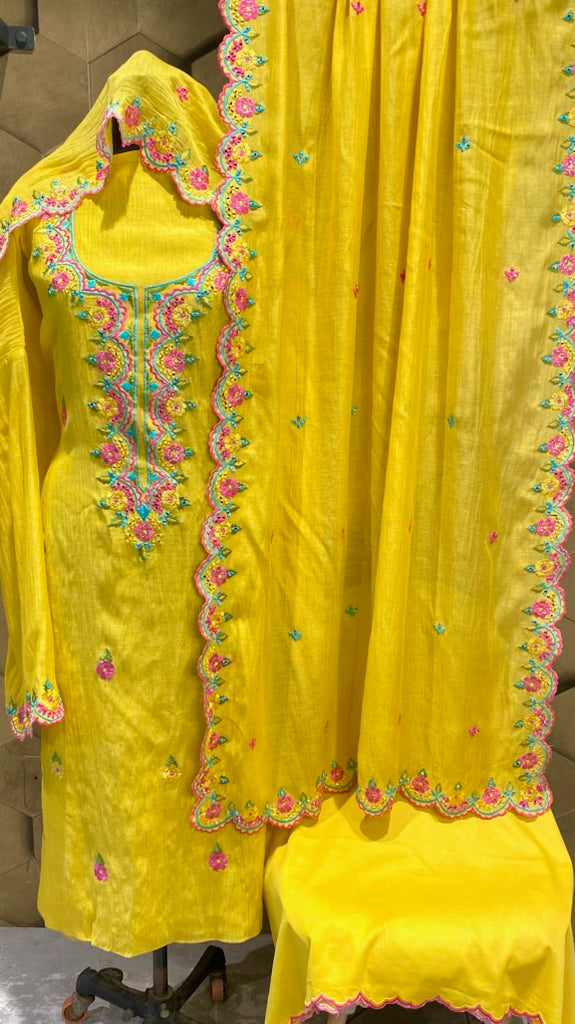 Mul Chanderi with resham embroidery