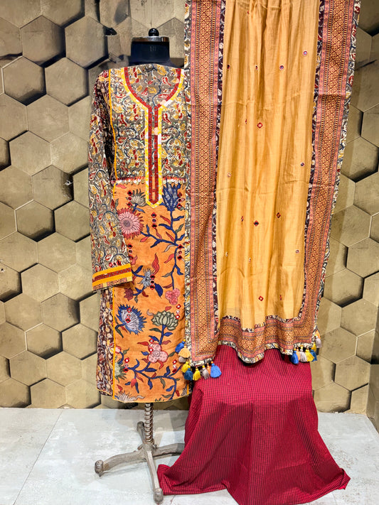 Premium Pure cotton with authentic Kalamkari block print
