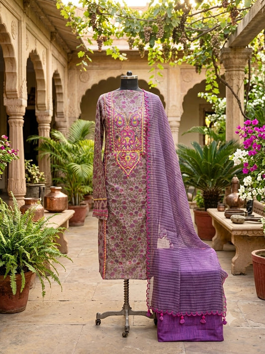 Pure Mangalgiri Cotton Handcrafted Suit Set