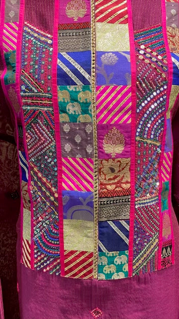 Fine Chanderi outfit with brocade borders