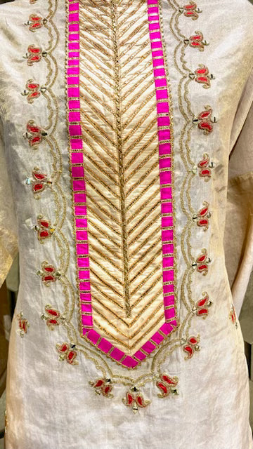 Silk tissue embroidered sharara set