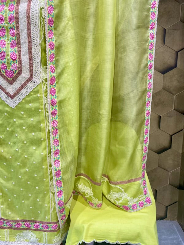 Mul Chanderi embroidered outfit