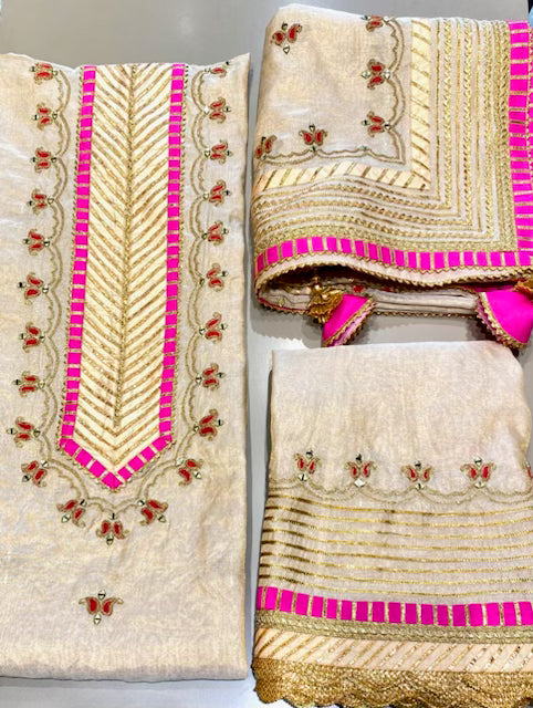 Silk tissue embroidered sharara set