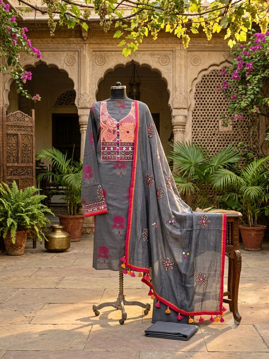 Premium Pure cotton with vibrant resham embroidery